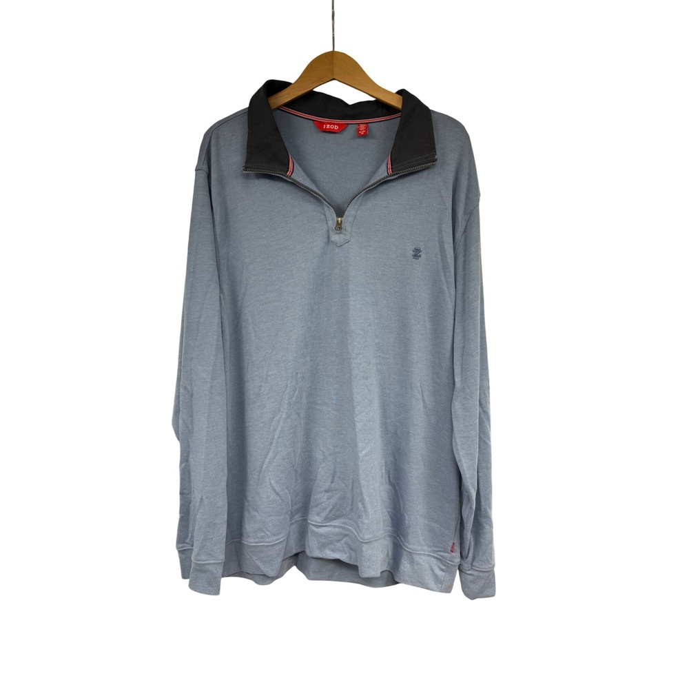 IZOD Mens XL Colony Blue Quarter Zip Jersey Pullover Golf New